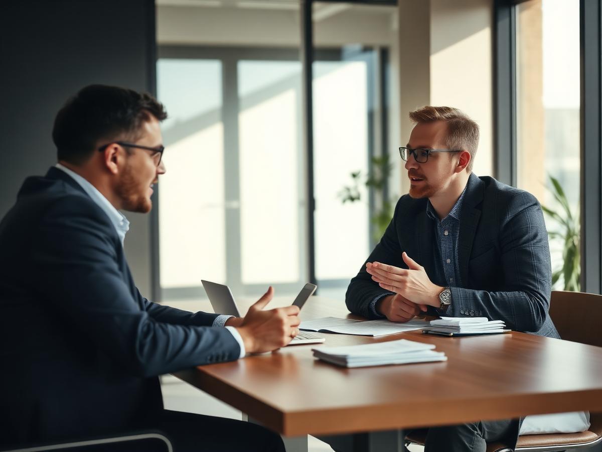 Ondernemer in gesprek met een adviseur over financiering