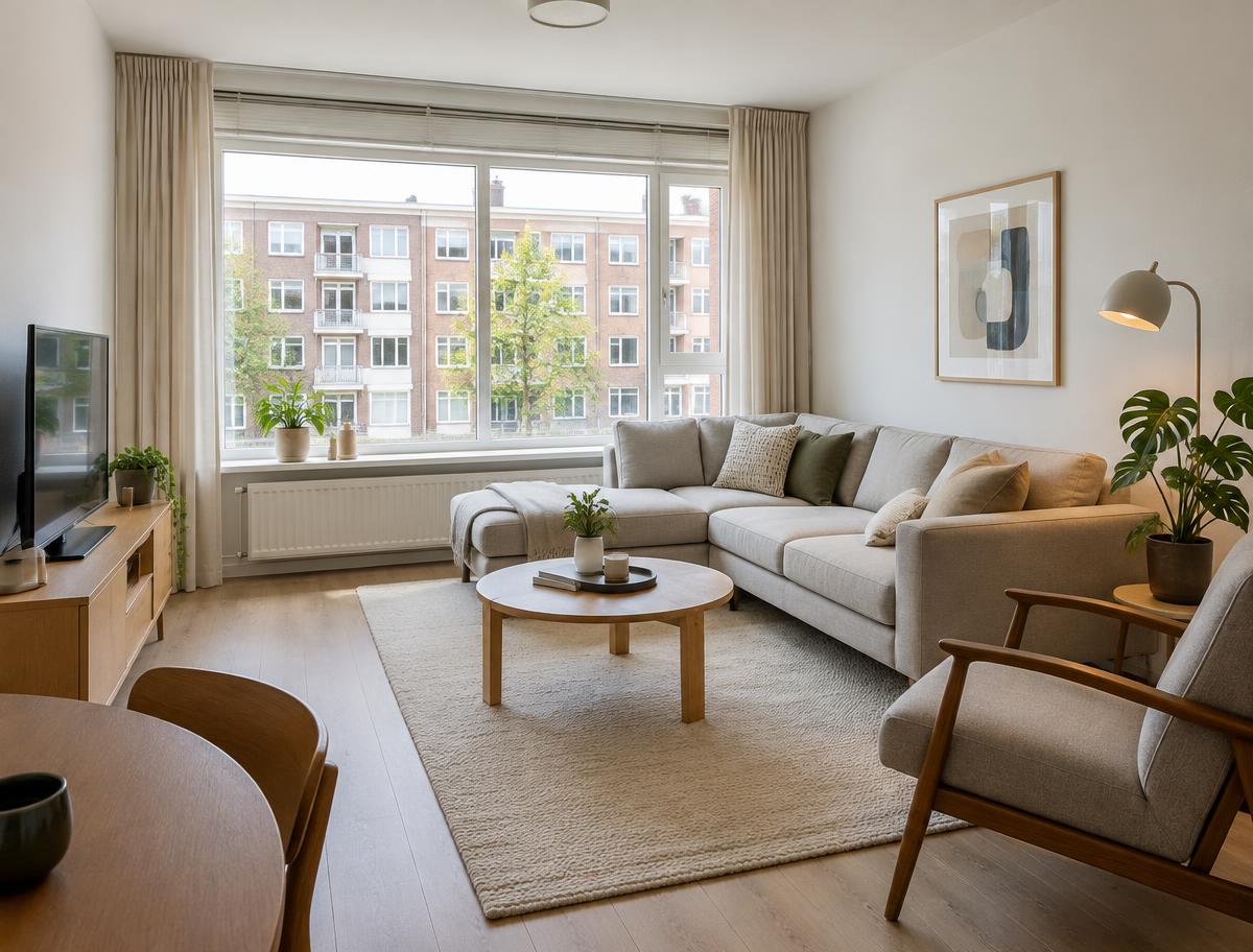 Woonkamer van een verhuurd appartement